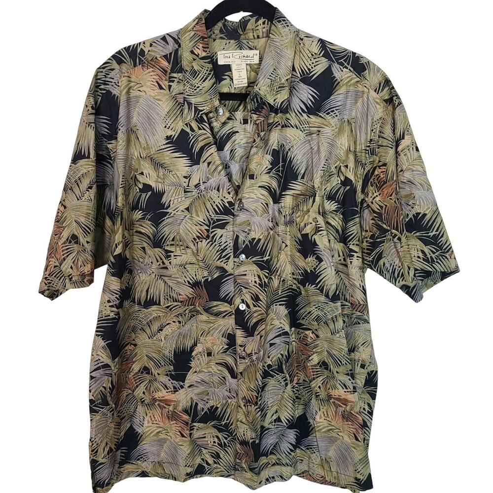 Tori Richard Mens Hawaiian Shirt Sz L Tropical Resortwear Travel Vacation Beach